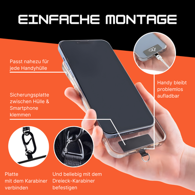 Easy Protect Smartphone Sicherung mit einfacher Montage bekannt aus Die Höhle der Löwen ehemals Peak Protect passend für nahezu jede Handyhülle und weiterhin problemlos aufladbar